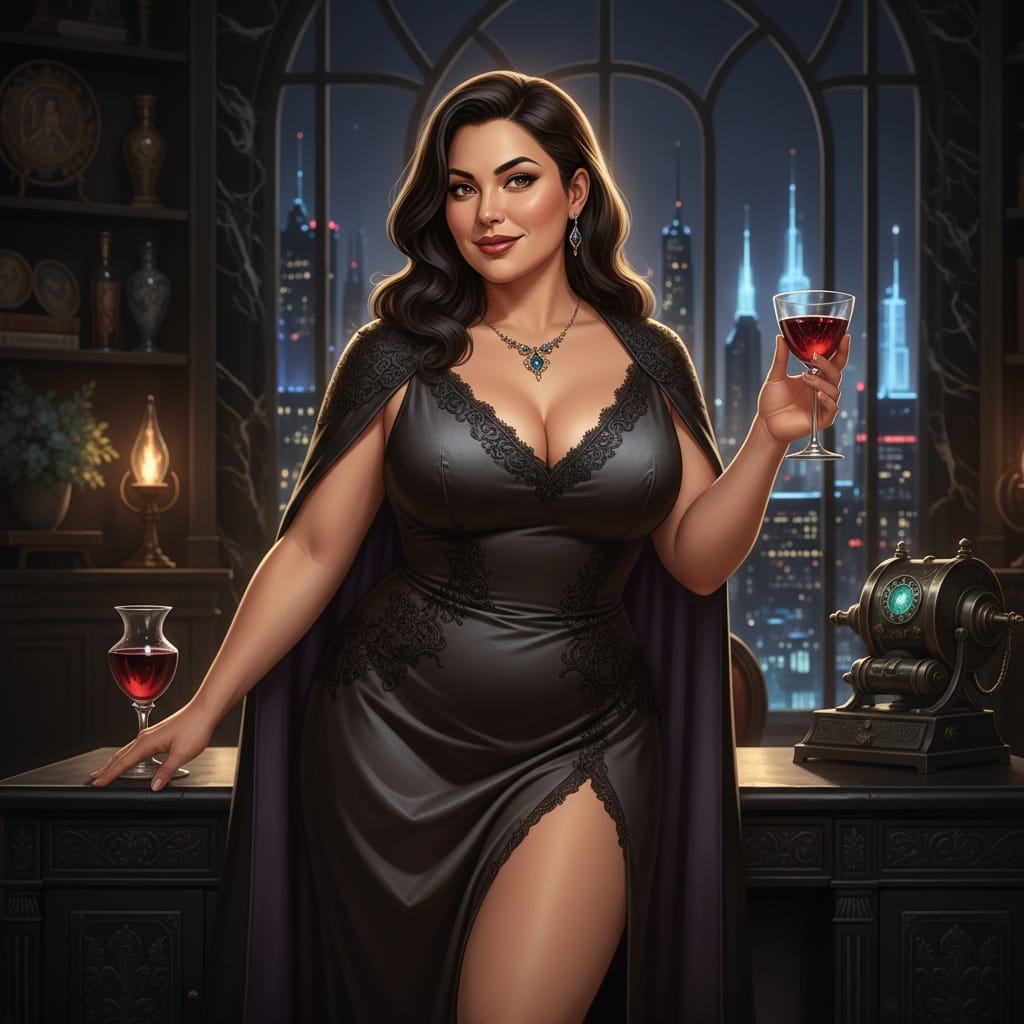 curve latino woman luxurious villain lair 98671159