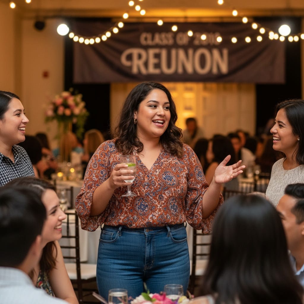 curve latino woman mingling conversation candid 21394528