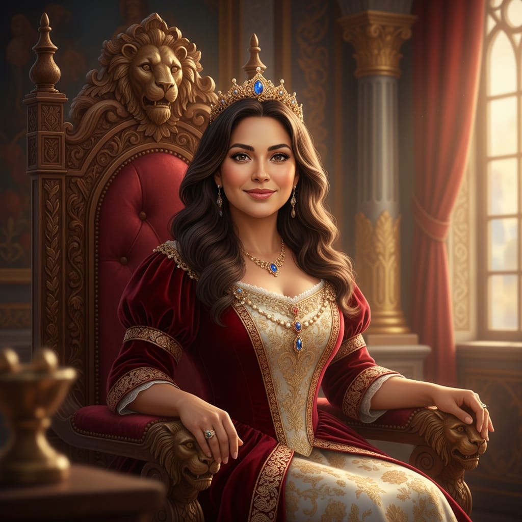curve latino woman royal throne room 34895163