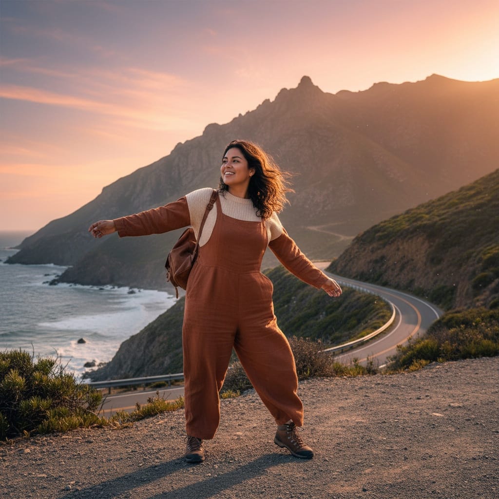 curve latino woman scenic road wanderlust 65578650