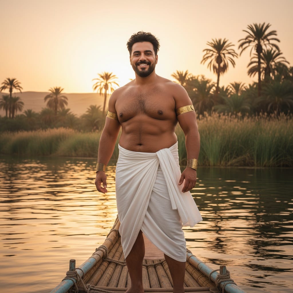 curve middle_eastern man nile river boat 46064447
