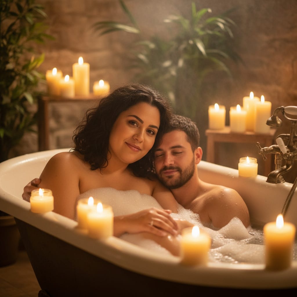curve middle_eastern woman bathtub romantic scene 67686066