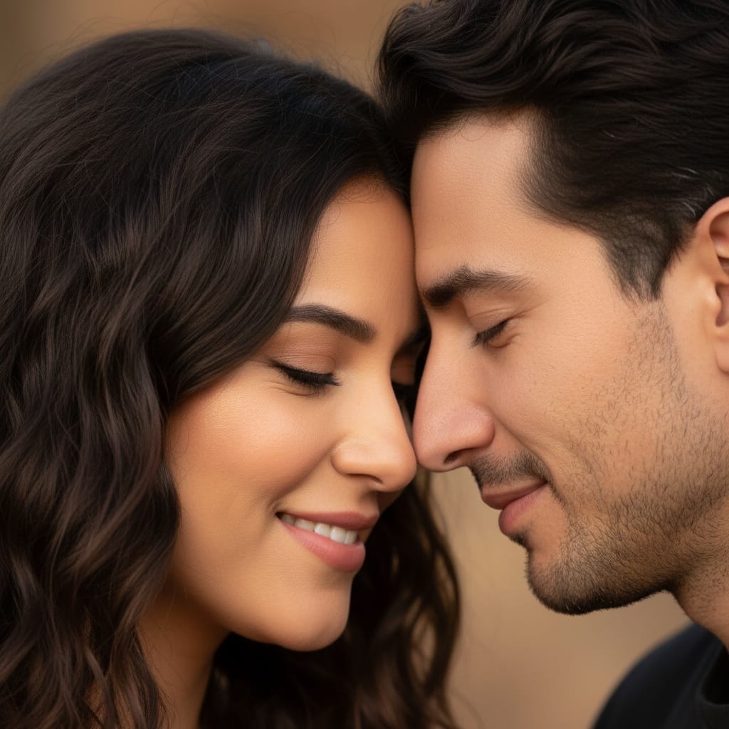 curve middle_eastern woman close up faces touching 38554003