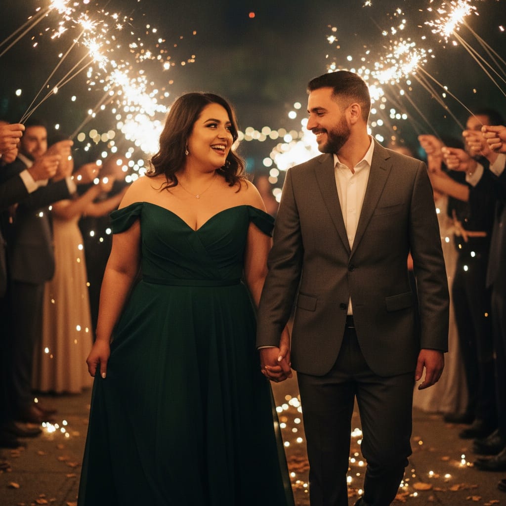 curve middle_eastern woman sparkler send off 21453898