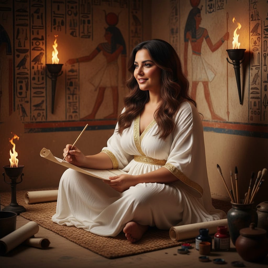 curve middle_eastern woman tomb scribe scene 76991907
