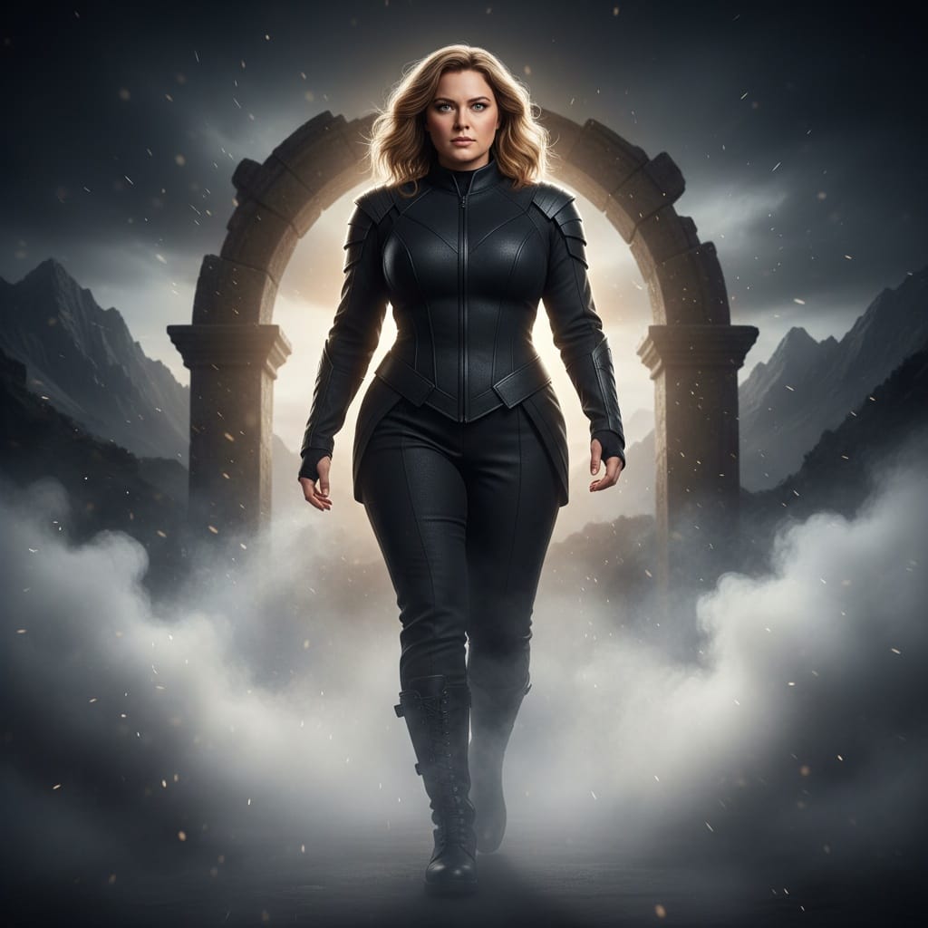 curve white woman intimidating forward walk 73715313