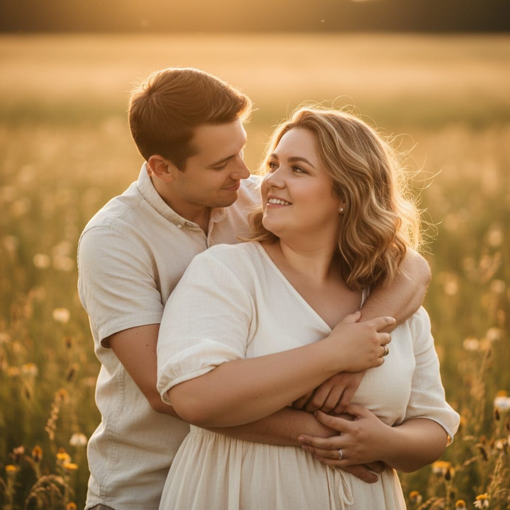 curve white woman outdoor golden hour intimate 97137667