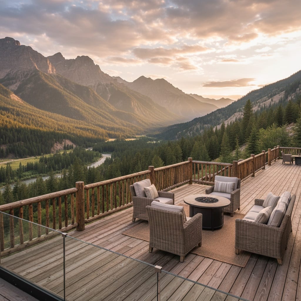 deck scenic mountain view 36467778