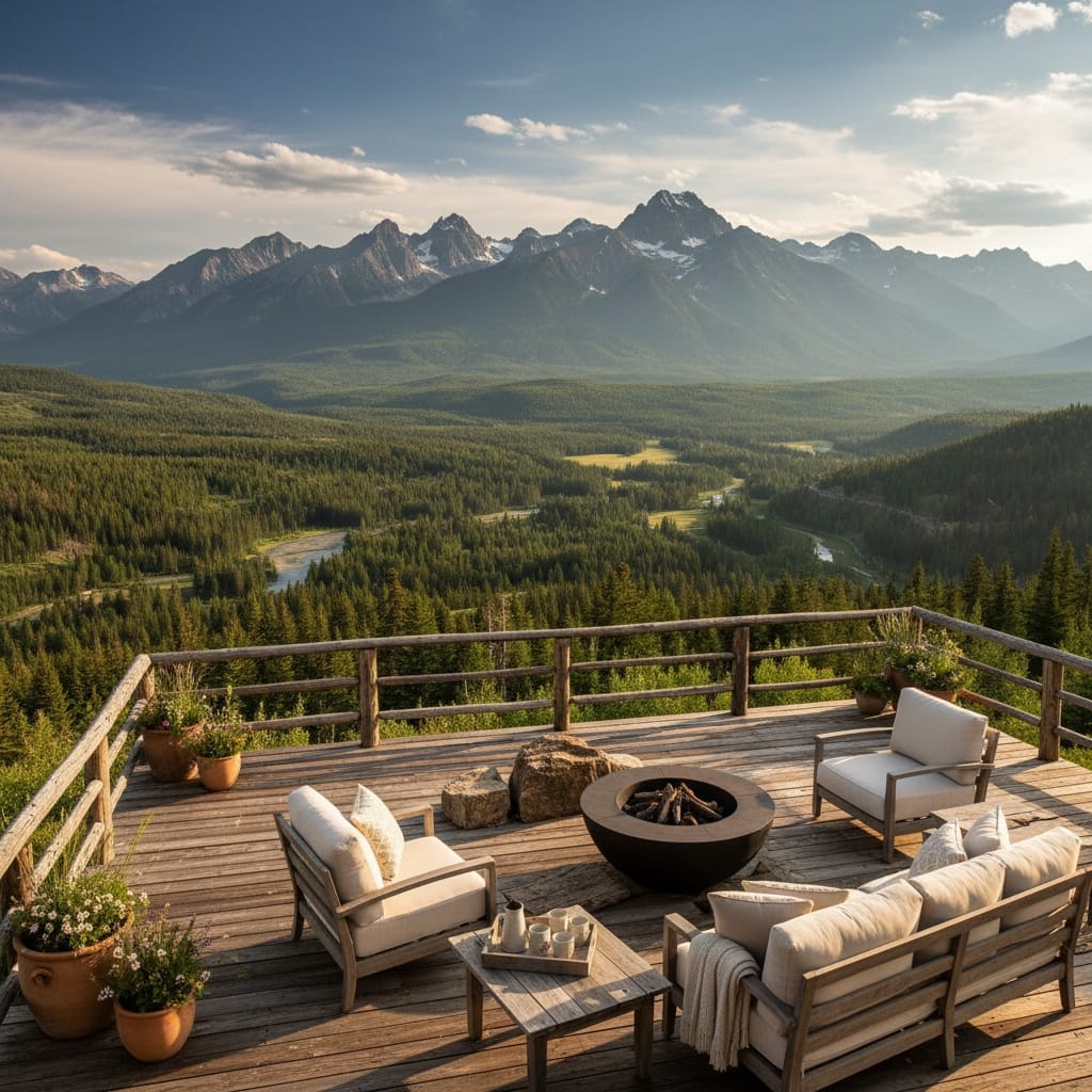 deck scenic mountain view 64172567