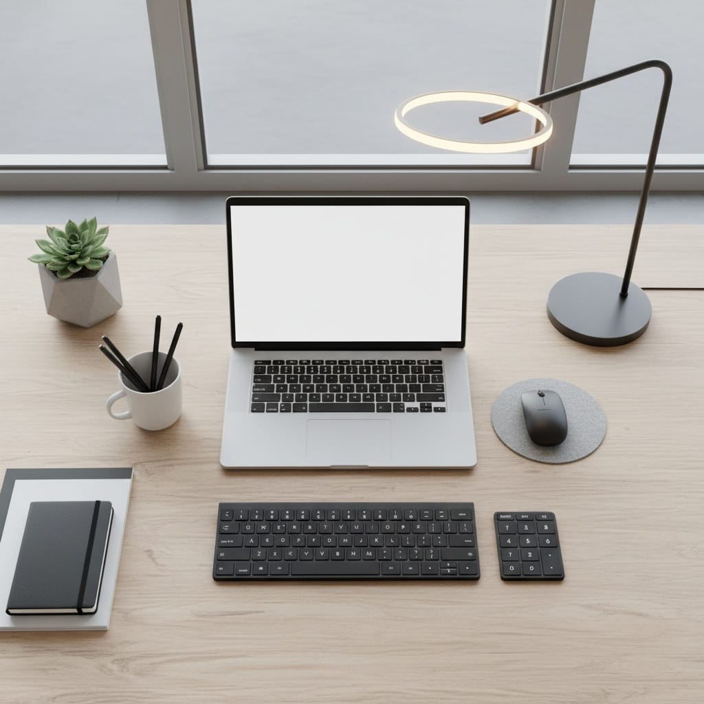 desk workspace flatlay 42364745