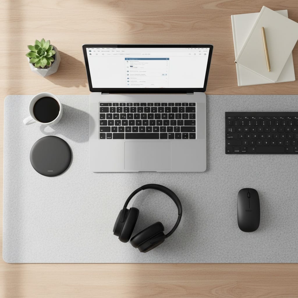 desk workspace flatlay 83949997