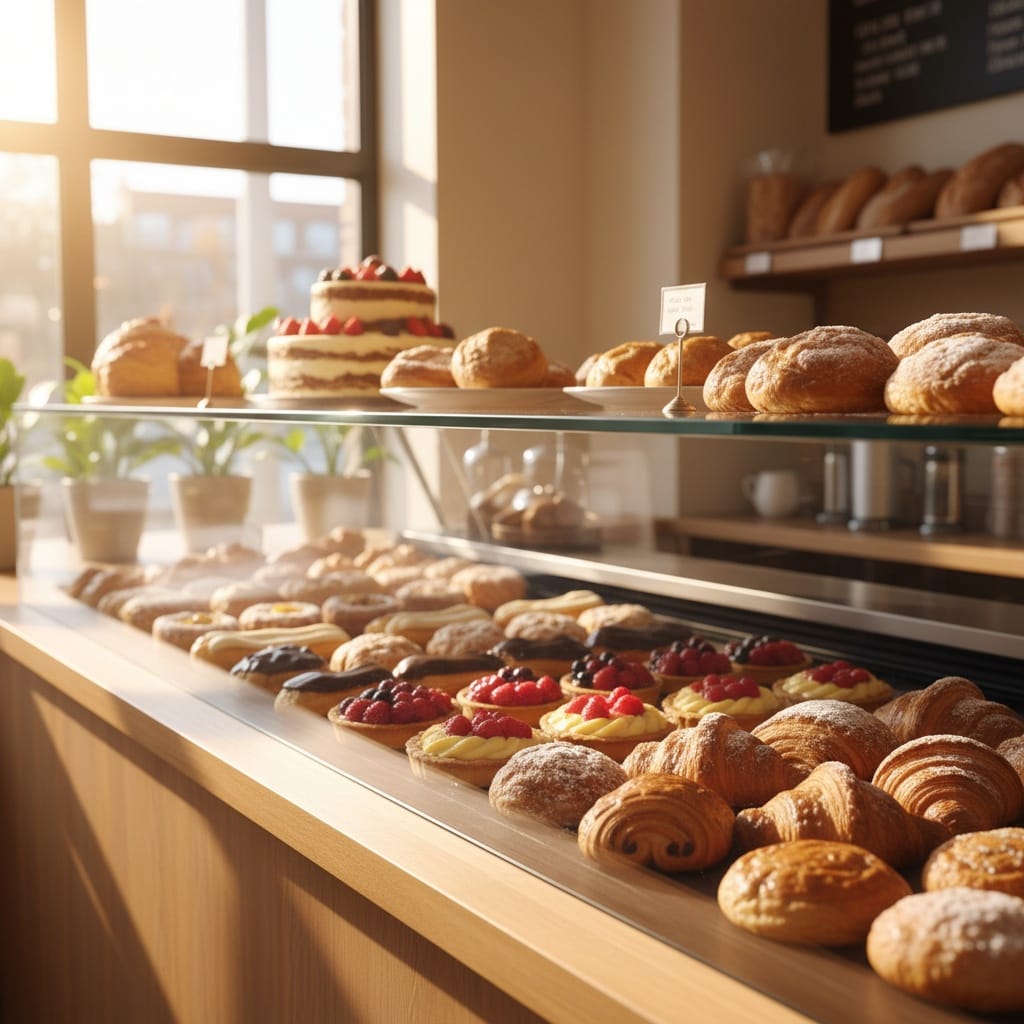 display case pastries front 75893377
