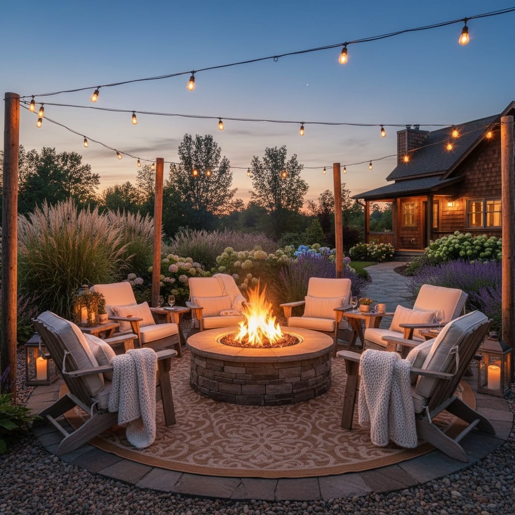 fire pit evening ambiance 89374560