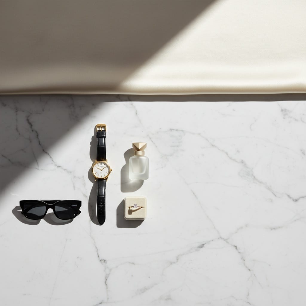 flat lay luxury minimal 68600556