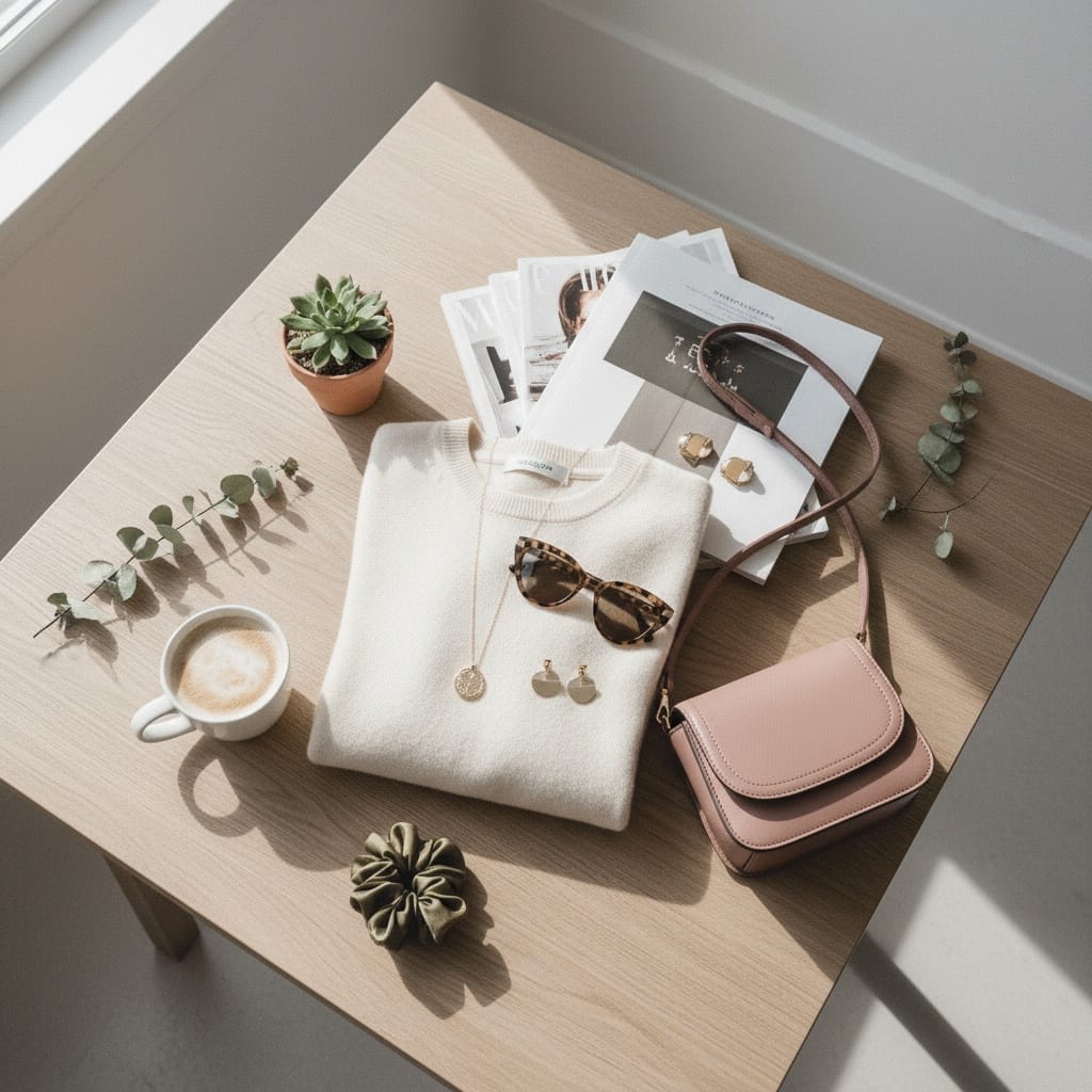 flat lay overhead styling 75823595
