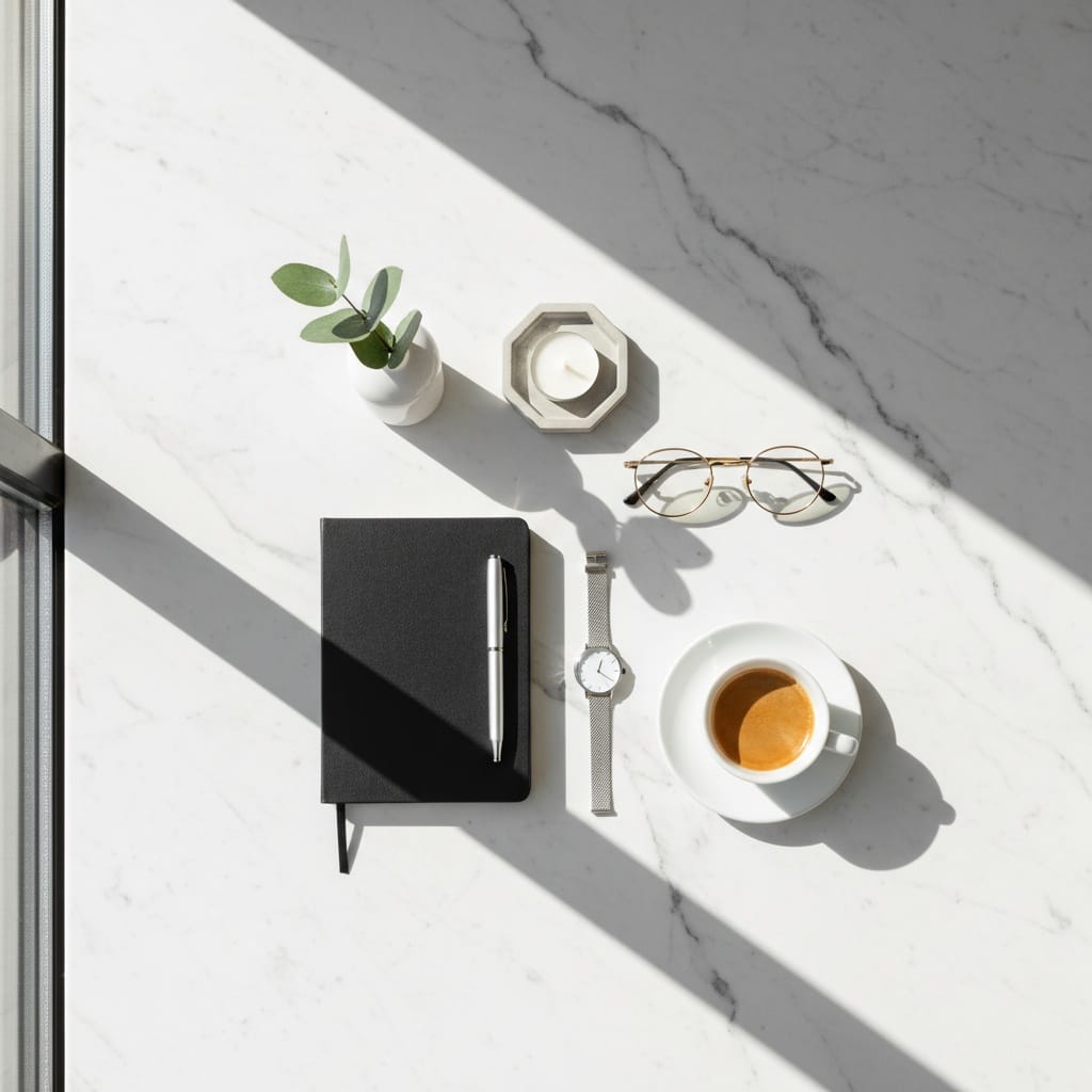 flat lay white marble 52780412