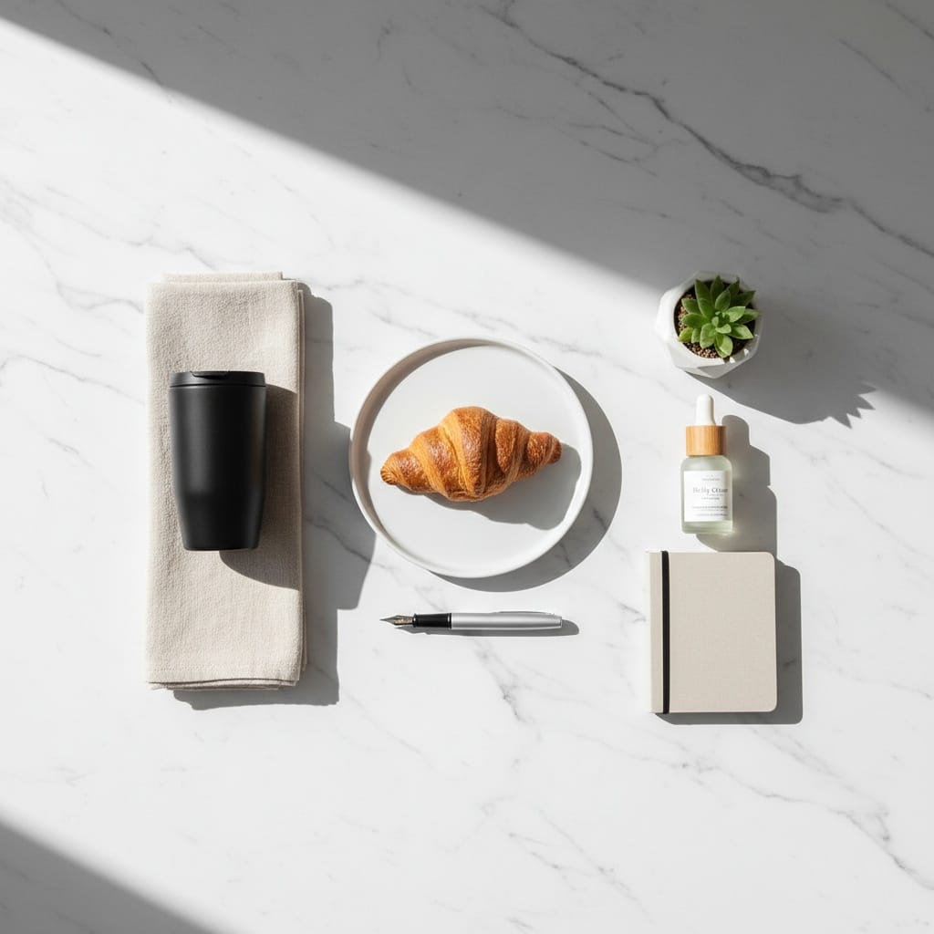 flat lay white marble 87095582