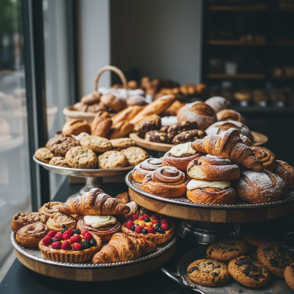 fresh pastry display 28839026
