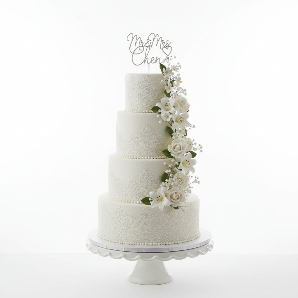 full tiered cake white background 78195579
