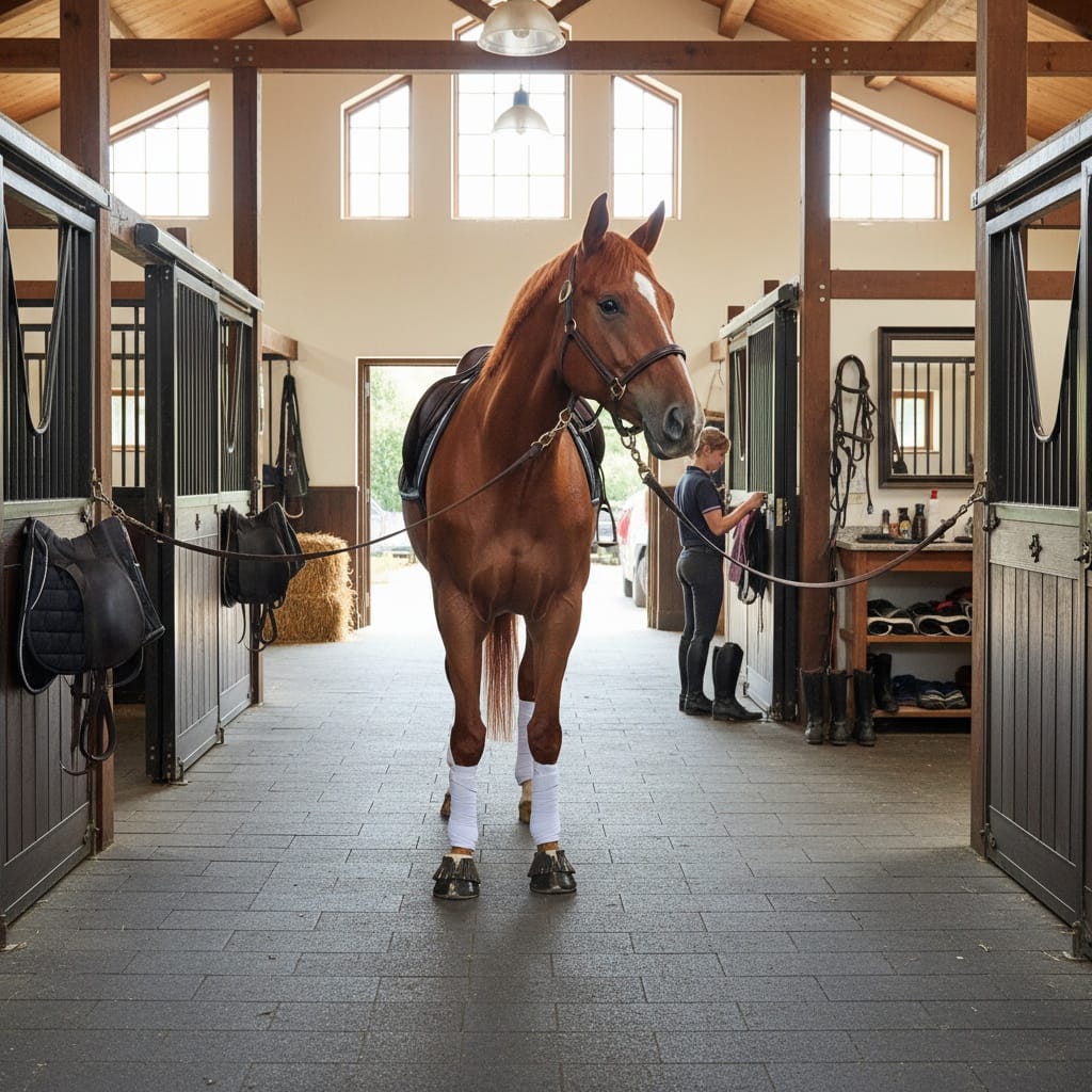 horse grooming area barn 26809203