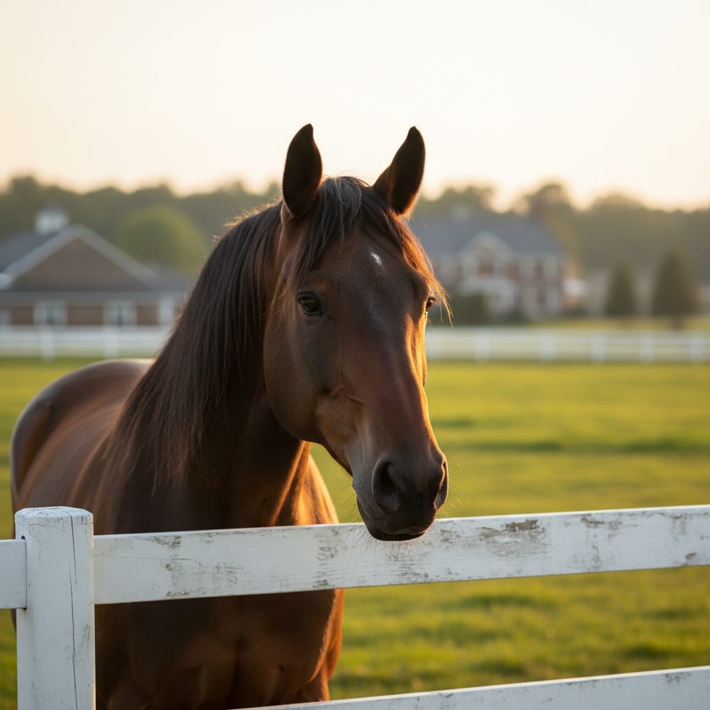 horse portrait fencing 62411592