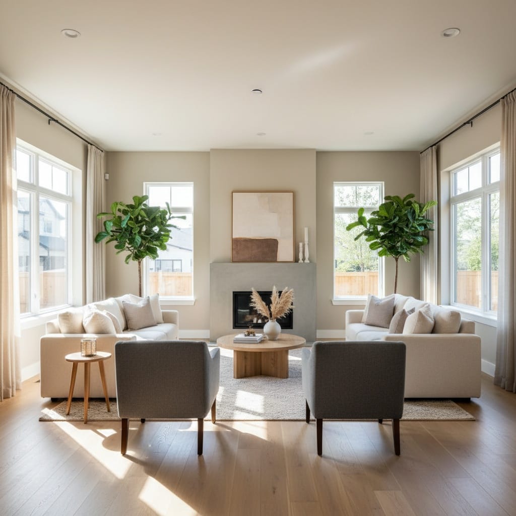 living room wide angle bright 64991275
