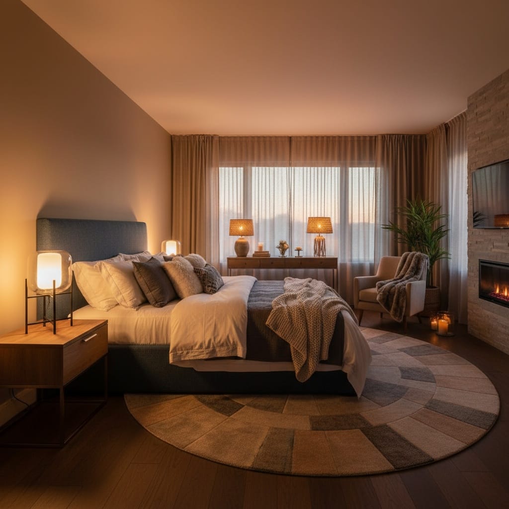 master bedroom cozy evening 38270038