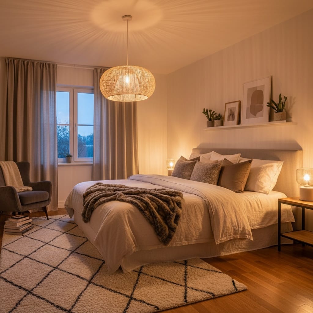 master bedroom cozy evening 56436045