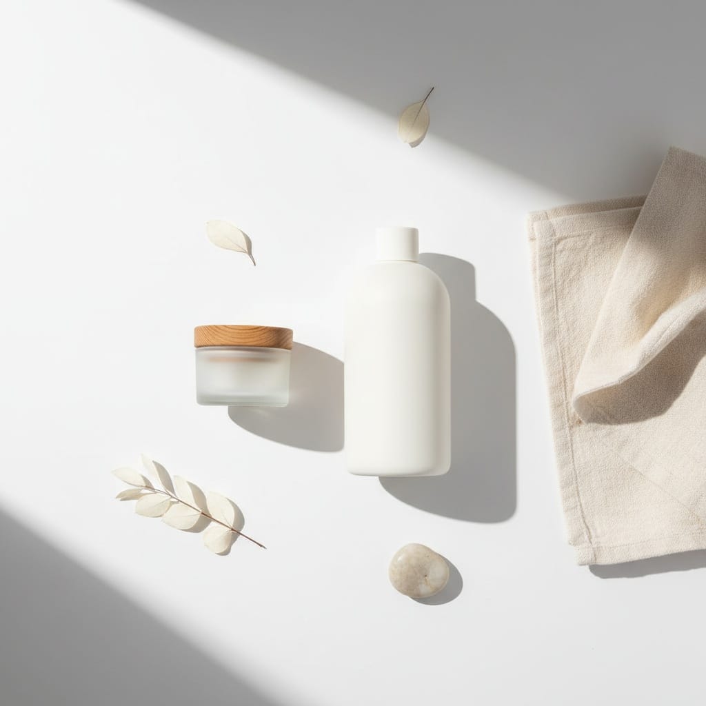 minimal white flatlay 47908371