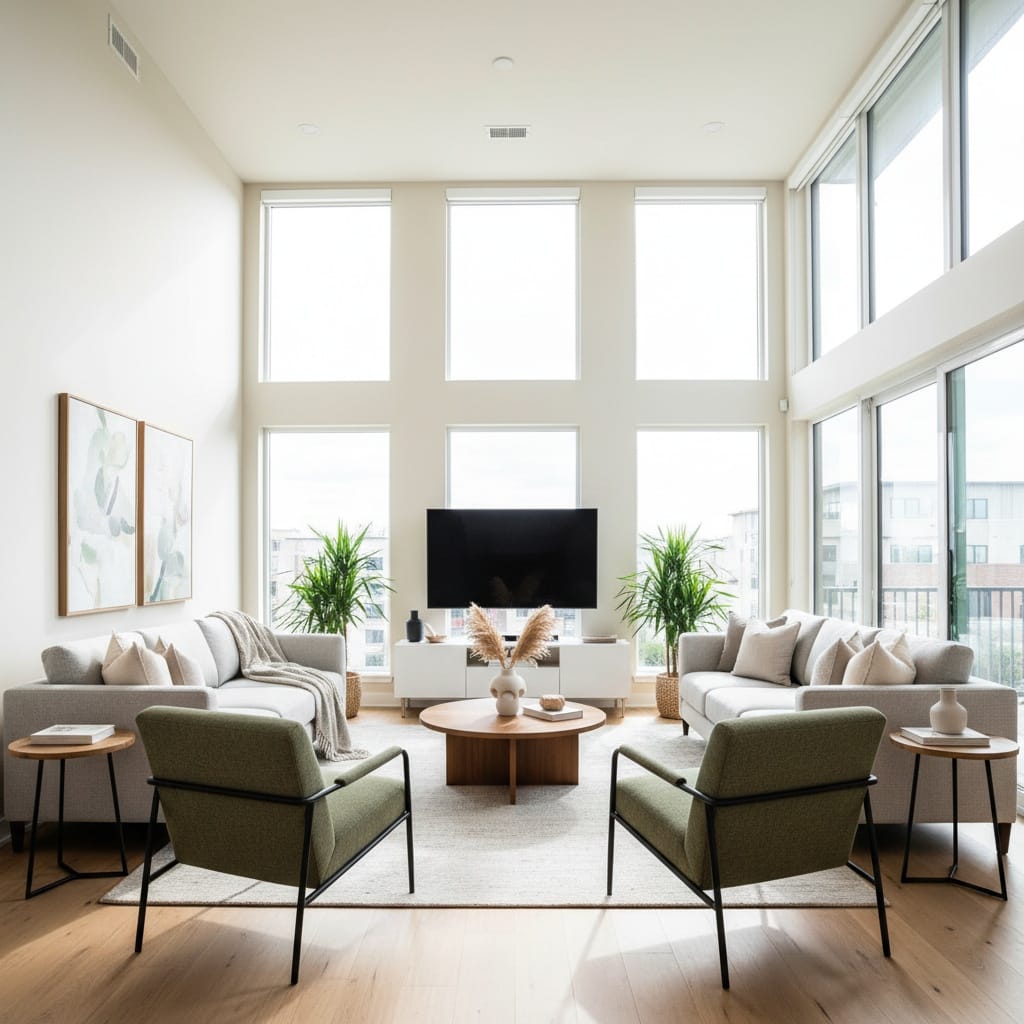 modern living room wide angle 59099201