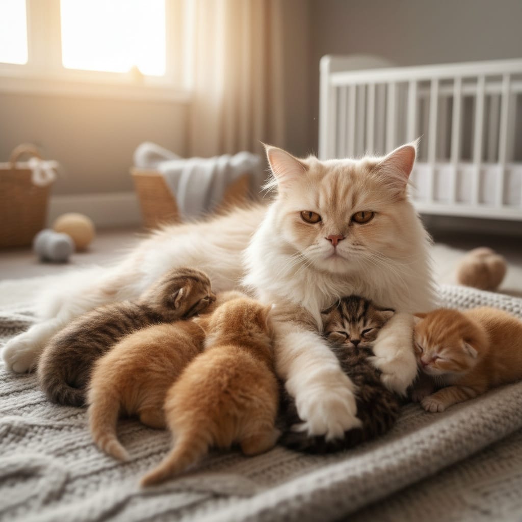 mother with kittens group 44949122