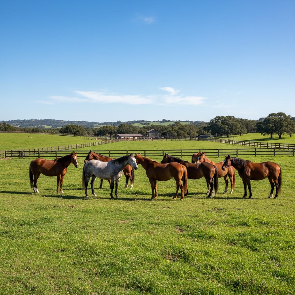 multiple horses pasture herd 19982842