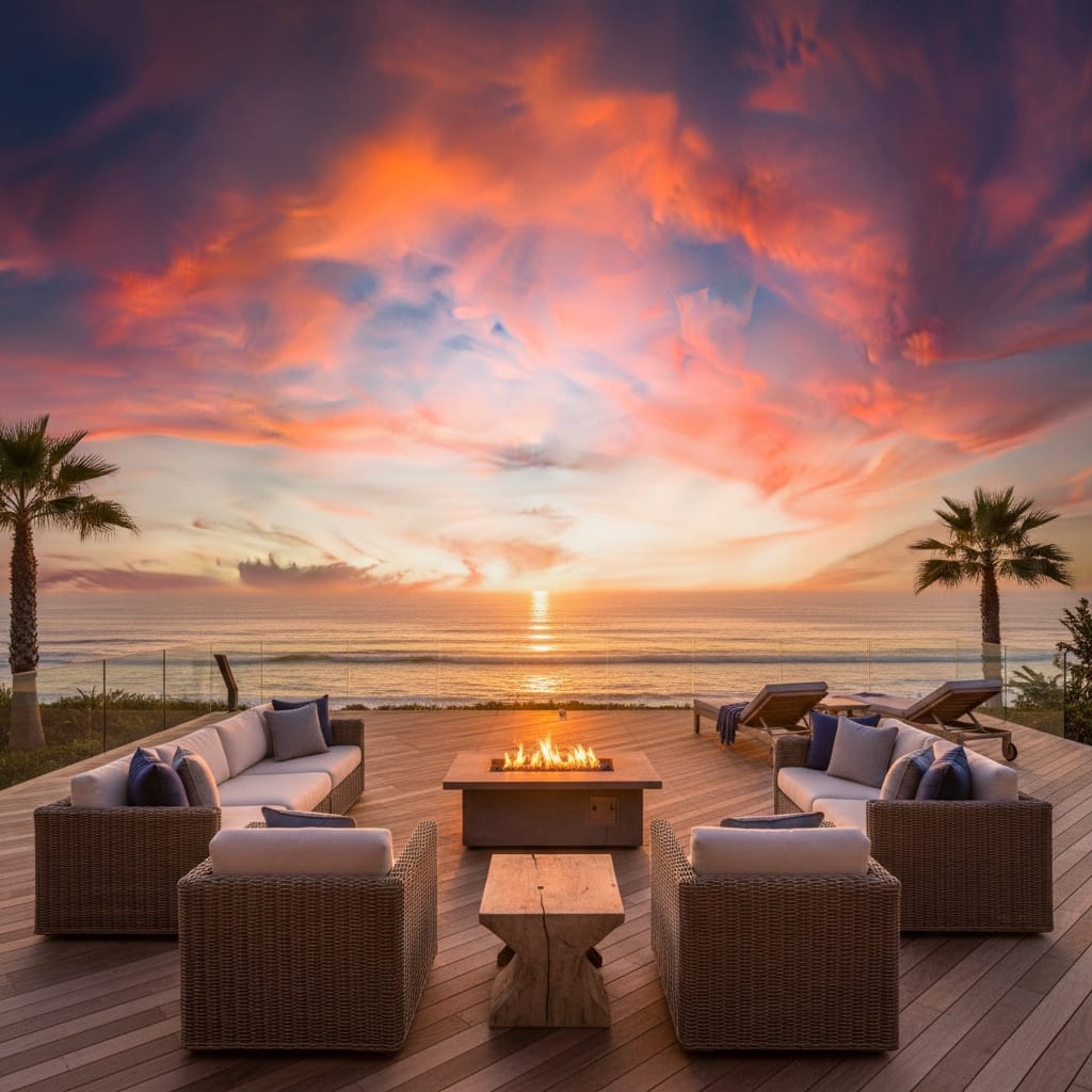 ocean view deck golden hour 11267693