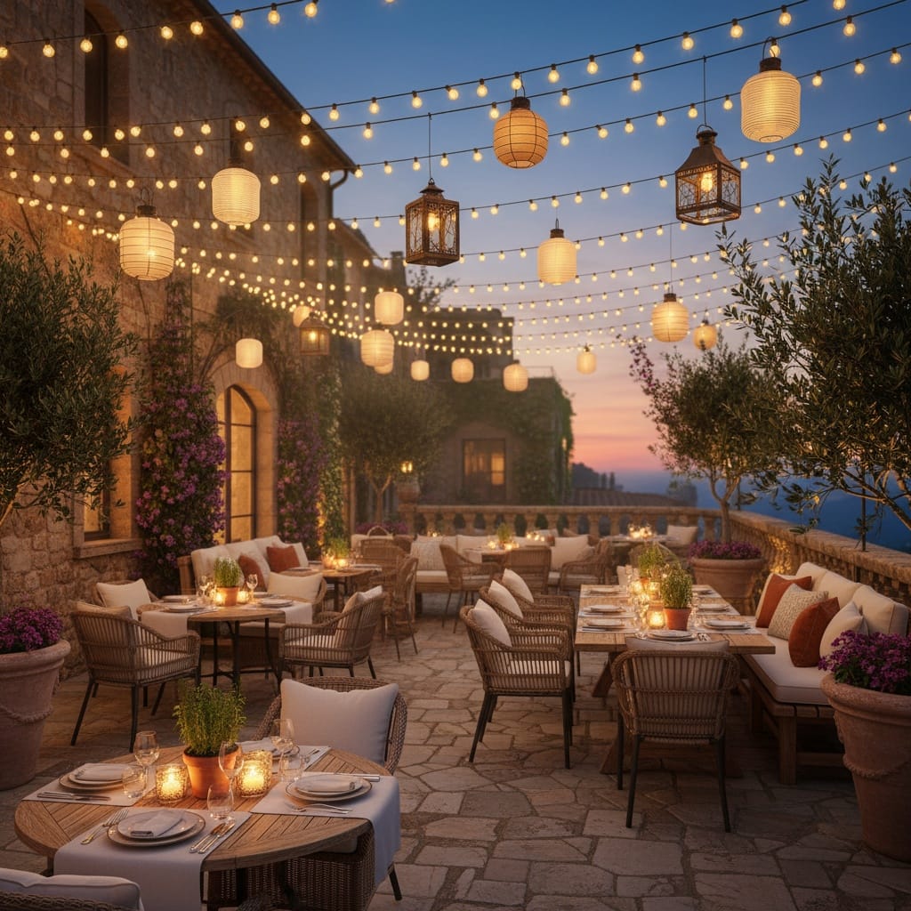 outdoor patio evening 50443900