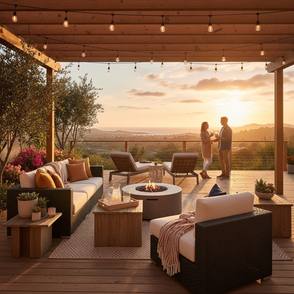 outdoor patio golden hour 48266800