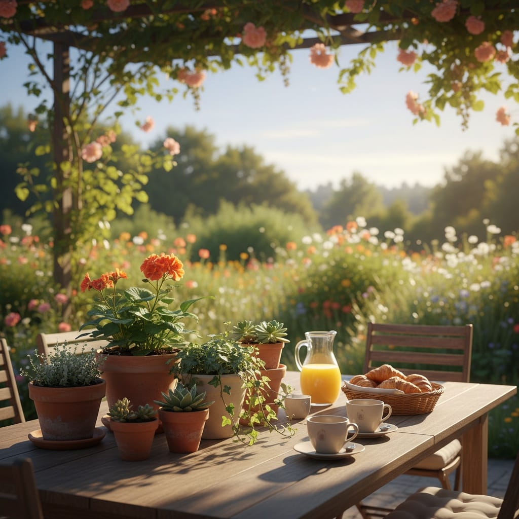 outdoor patio morning light 85972729
