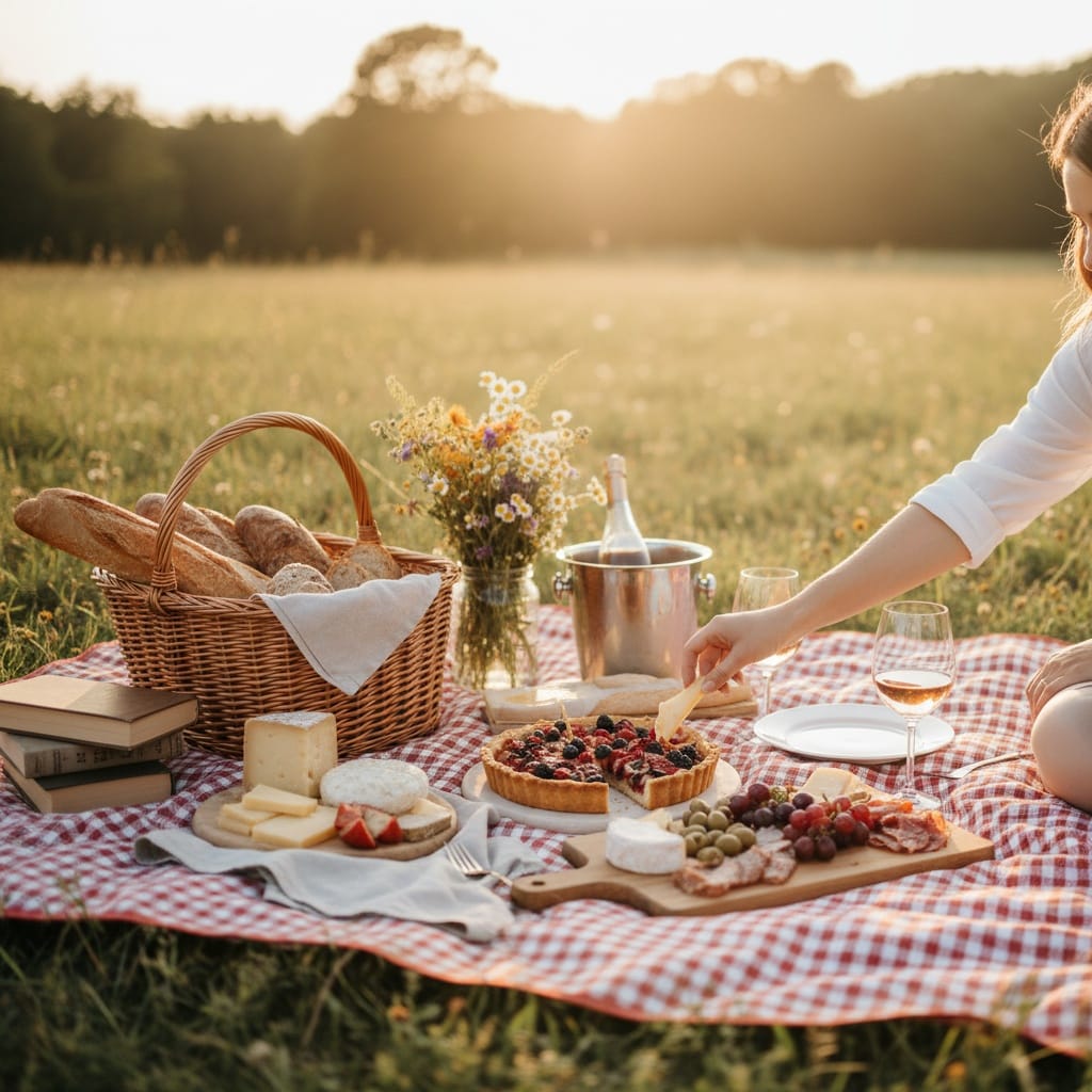 outdoor picnic golden hour 94721706