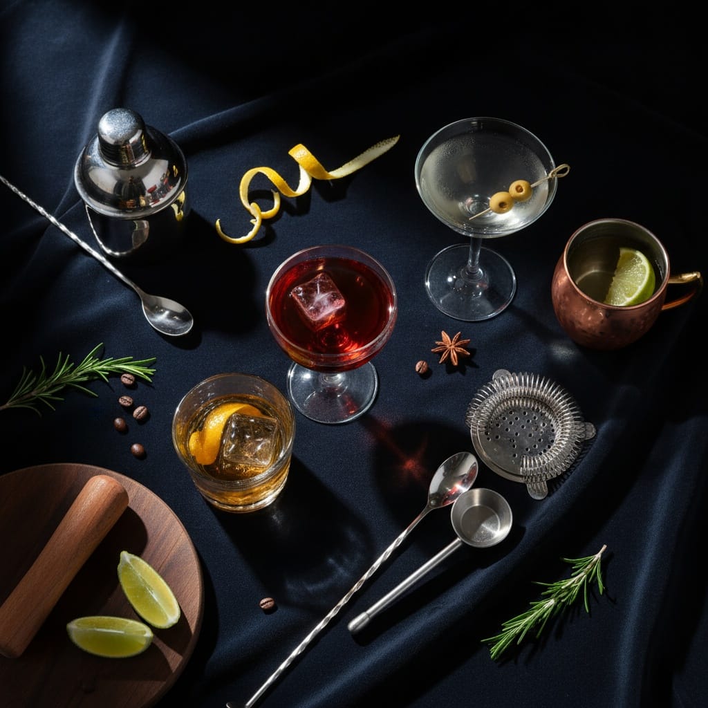 overhead flat lay dark background 22642403