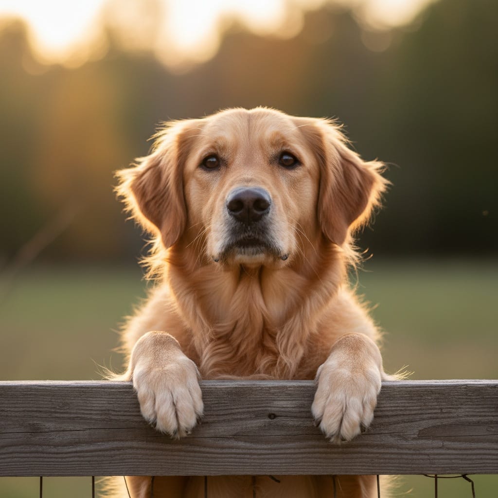 paws on fence portrait 29334804