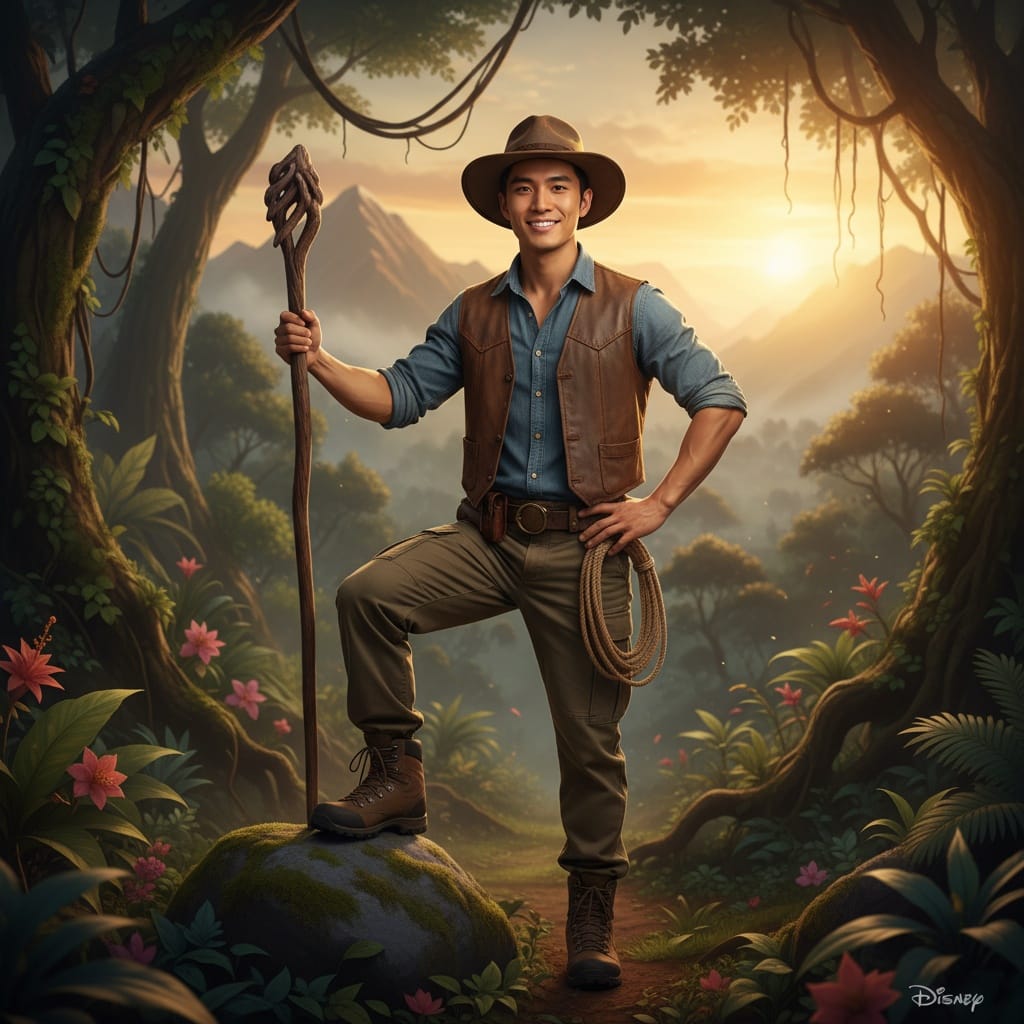 petite asian man adventurous hero character 37889782