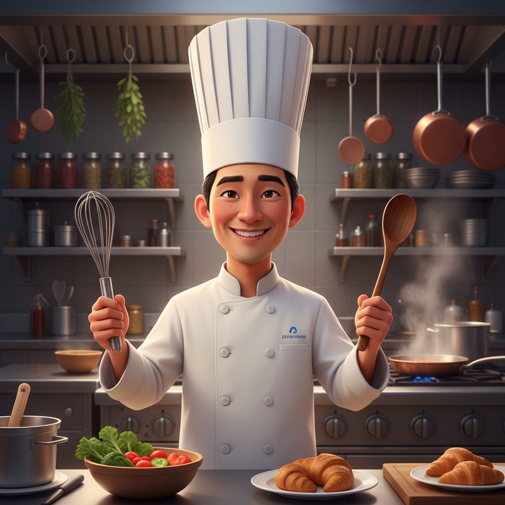 petite asian man ratatouille chef kitchen 98634737