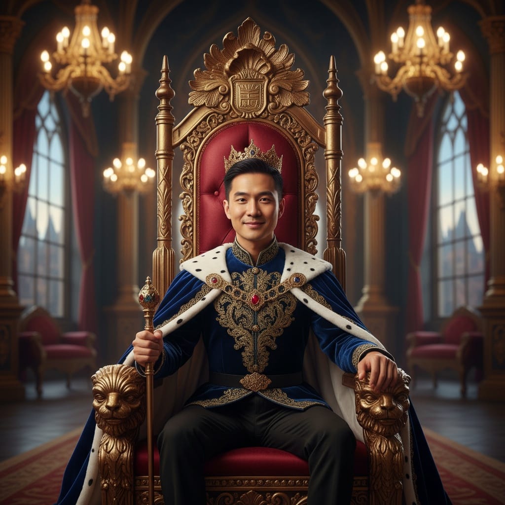 petite asian man royal throne room 35192212