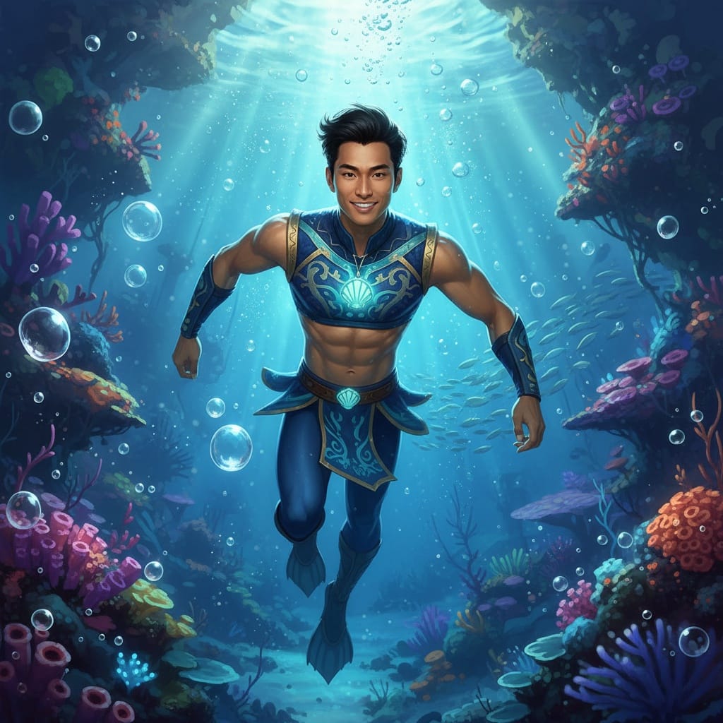 petite asian man underwater mermaid scene 47295712