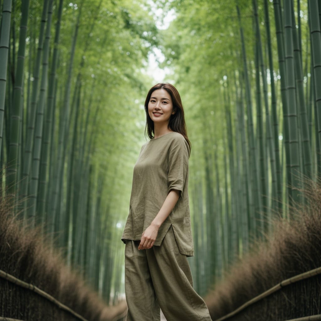 petite asian woman bamboo forest arashiyama 72803363
