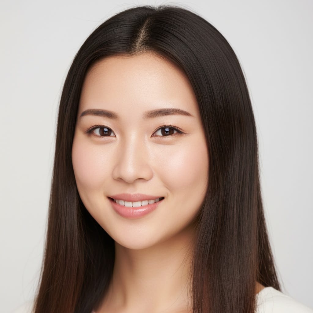 petite asian woman close up genuine smile 91346064