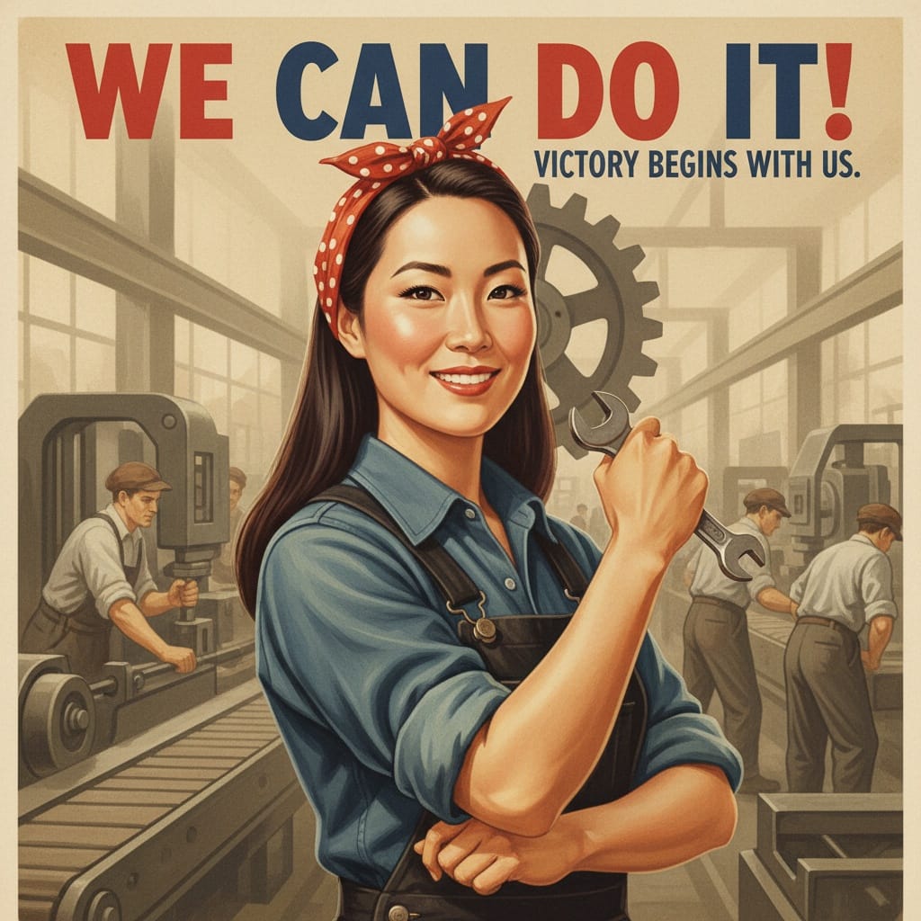 petite asian woman factory worker portrait 99748980