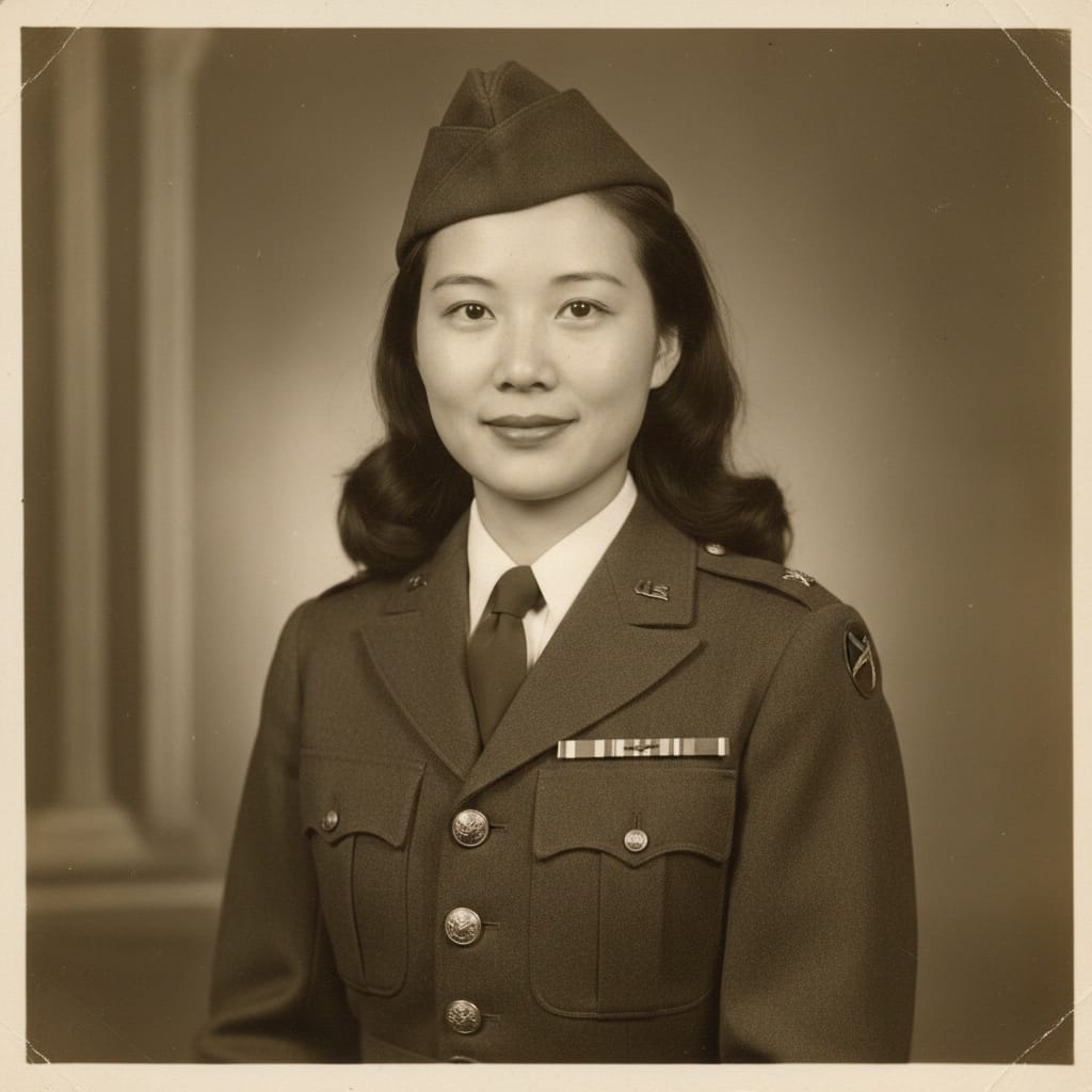 petite asian woman military portrait studio 15333786