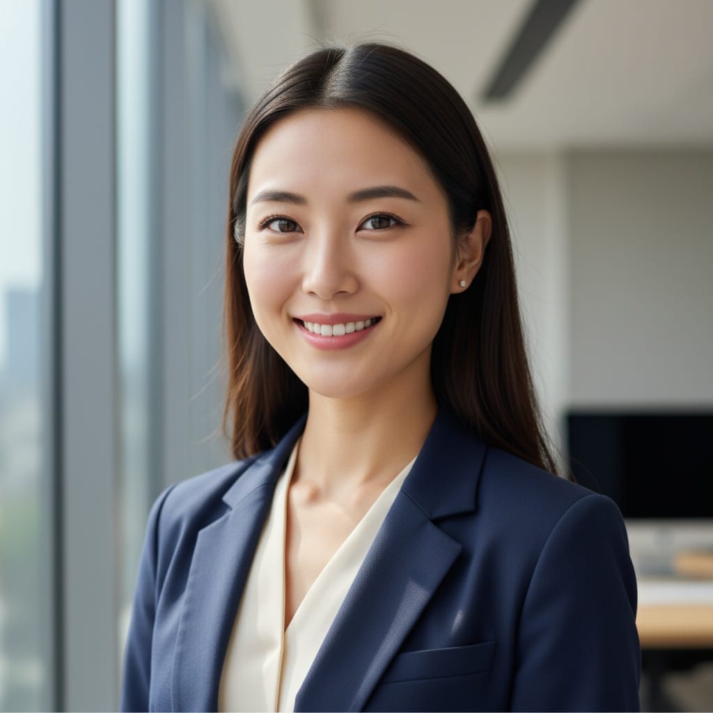 petite asian woman modern office window light 70999516