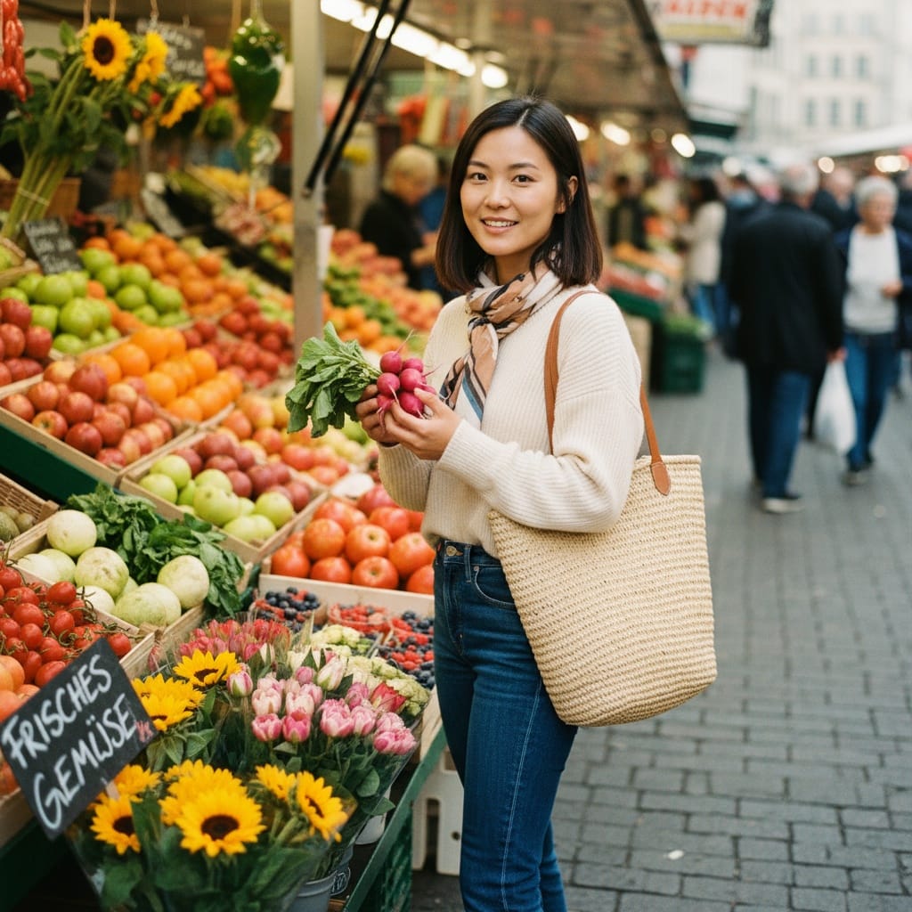 petite asian woman naschmarkt outdoor market 59637947