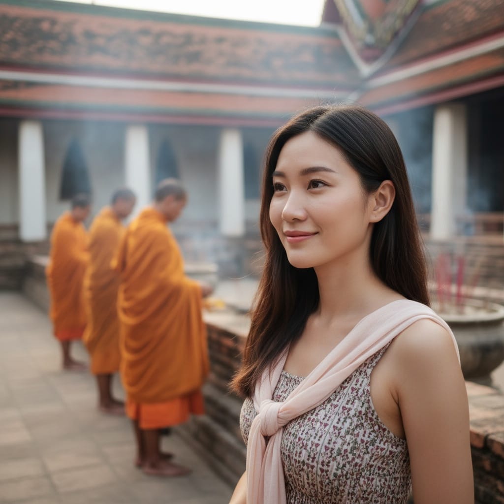 petite asian woman temple monks encounter 37632270